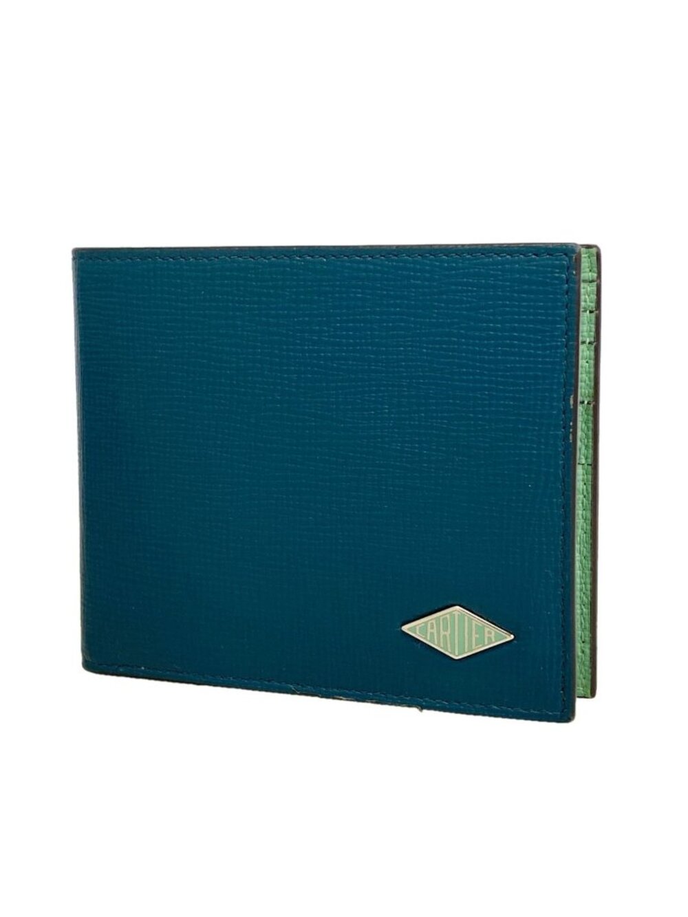 Cartier Billfold Leather Green Silver Wallet